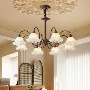 美式复古客厅主灯浪漫花朵温馨餐厅灯法式中古风卧室书房护眼吊灯