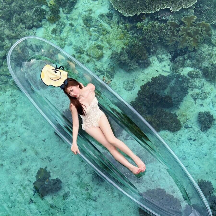 网红透明玻璃水晶皮划艇