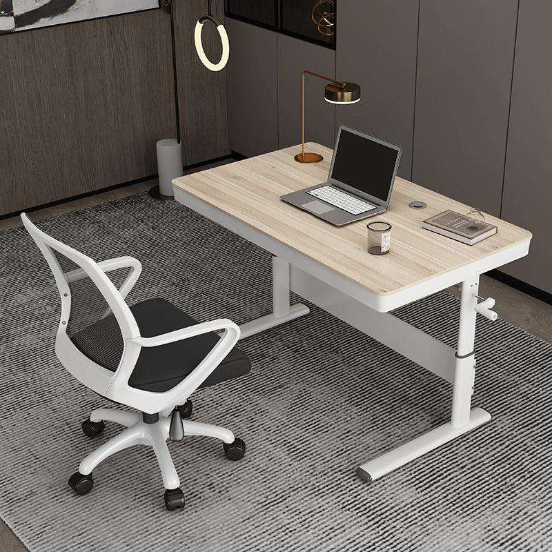 手动升降家用站立台式书桌写字桌手摇卧室电脑桌儿童学习桌办公桌