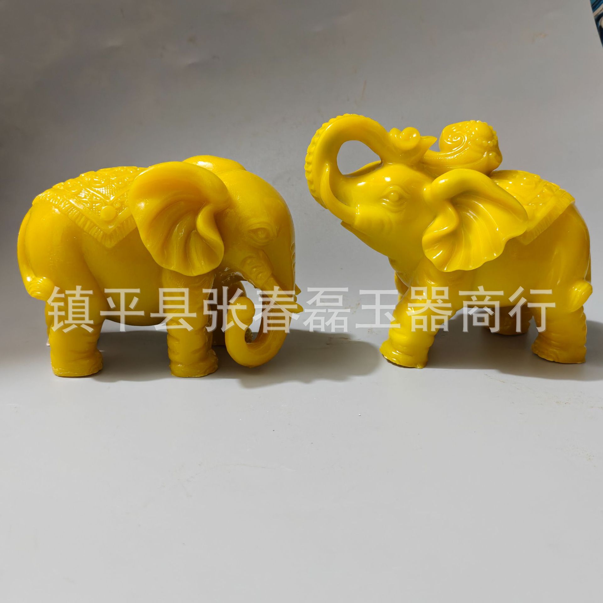 批发仿寿山石大象一对摆件树脂如意象一对摆设装饰工艺品