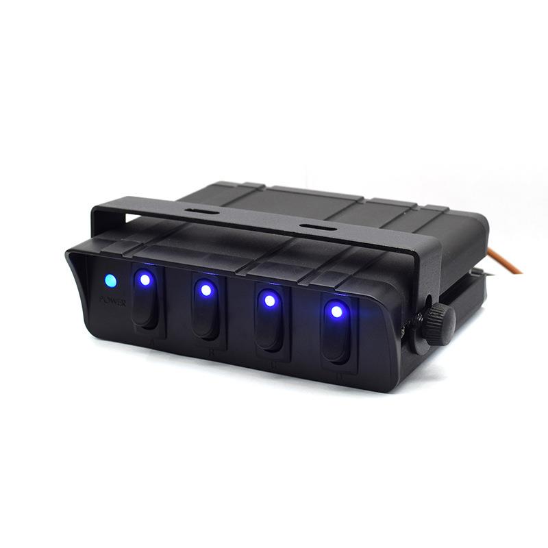 新款车载面板4位3PIN圆形开关控制系统含配线保险座组合带支架