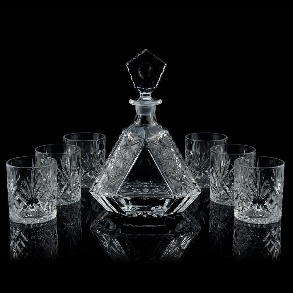 欧式加厚威士忌酒具套装 跨境创意水晶玻璃酒具 简约醒酒器套装