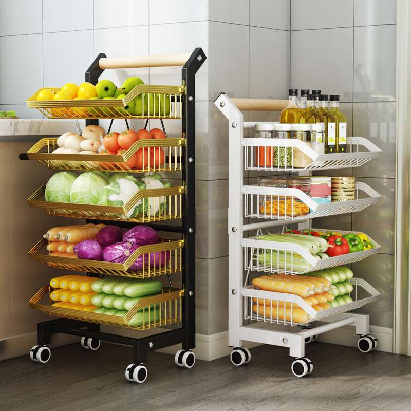 厨房蔬菜收纳置物架可拆卸可移动多层水果蔬果收纳筐菜篮子小推车