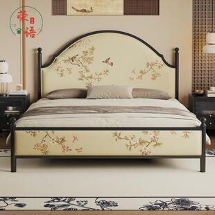 法式实木床复古主卧双人大床1.5米可储物1.8米现代卧室中古风家具