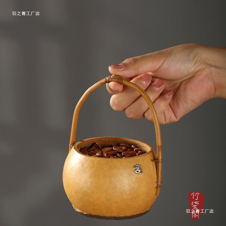 创意手工竹编葫芦提篮小筐收纳竹子竹篮点心盒茶具收纳篮子