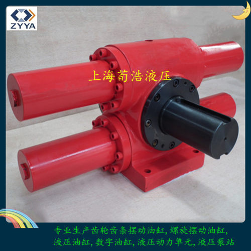 孔式双齿条摆动油缸船舶使用脚架式齿轮齿条摆动液压缸
