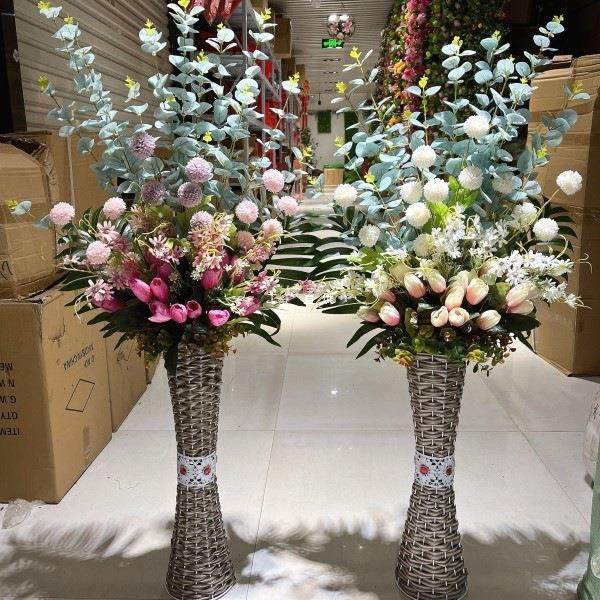 假花花客厅落地摆放花艺插花新款组合盆花电视柜装饰绢花