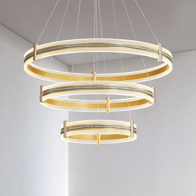 轻奢吊灯主客厅卧室后现代简约大气网红家用餐厅创意圆环设计大灯