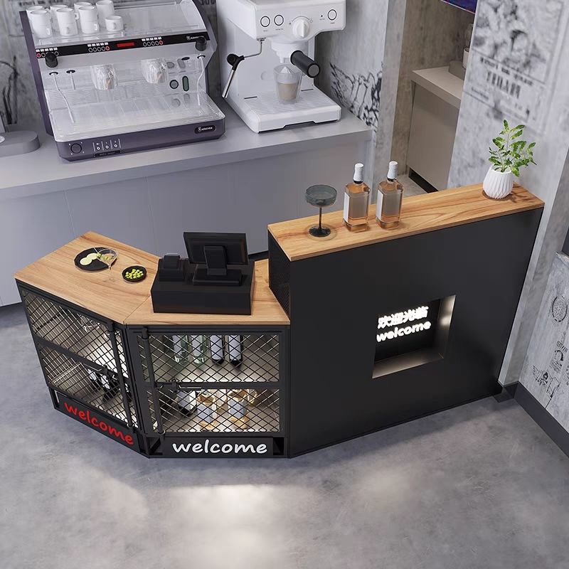 工业风轻奢收银台柜台弧形转角酒吧吧台桌服装店理发店大排档前台