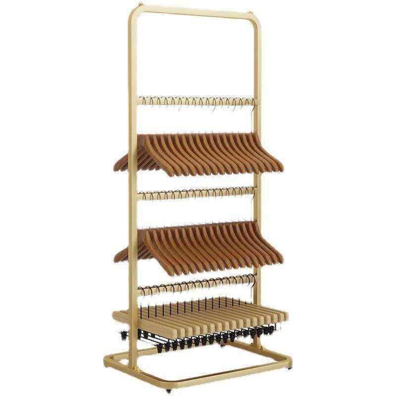 服装店放衣架收纳架落地可移动衣架子多层省空间裤夹神器