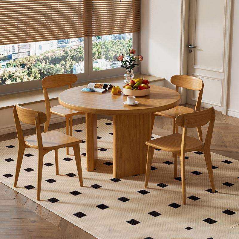 北欧实木餐桌家用餐桌椅民宿小户型简约圆桌组合客厅餐厅桌子