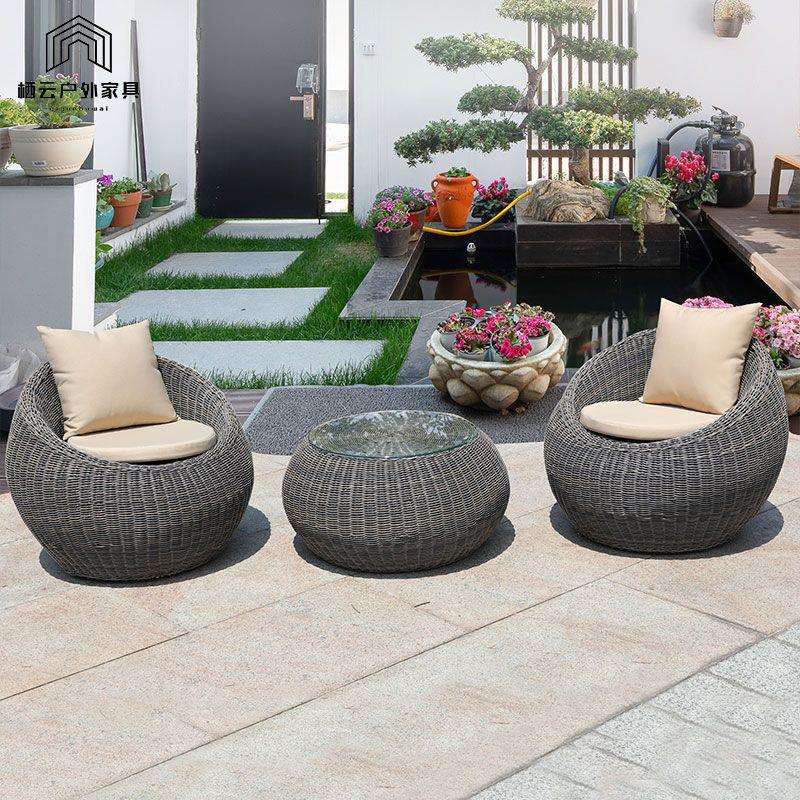户外藤编沙发组合阳台室外休闲藤椅小沙发庭院花园仿藤制家具组合