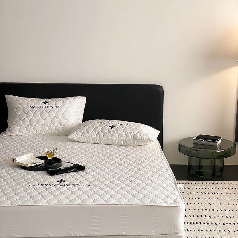 纯色刺绣纯棉夹棉床笠单件乳胶床垫保护套全棉席梦思床罩可拆洗