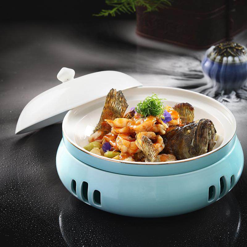 熊猫盅时尚圆形陶瓷加热保温明炉鼓形盘子饭店明档私房菜创意餐具,收纳整理,烫衣板及配件,淘宝优惠券,粉丝福利购,淘宝优惠卷