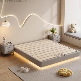 悬浮床无床头床排骨架床小户型实木床架子榻榻米主卧大床悬空皮床