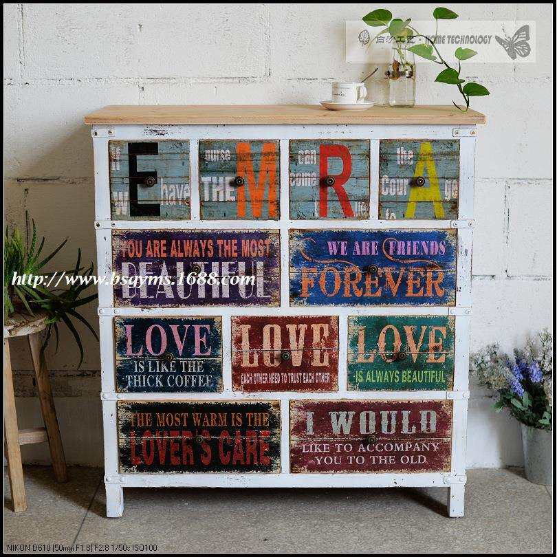 zakka风英伦风家具zakka风英文旧木柜精品时尚名品装饰柜