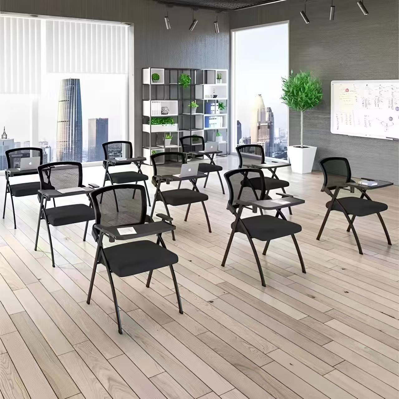 折叠培训椅带桌板会议椅带写字板办公椅一体会议室开会椅培训椅