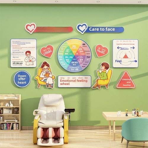 心理咨询室布置灵镇站挂图情绪管理治疗愈合装饰画健康辅导文化壁
