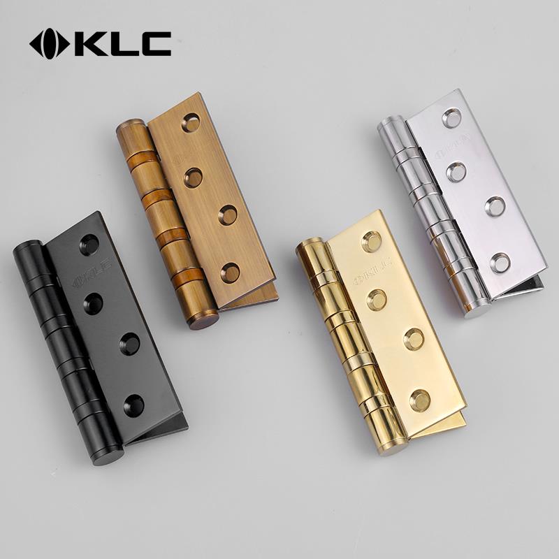 KLC不锈钢轴承合页静音黑色开槽合页铰炼门平开折叠活页两片