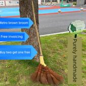 棕色扫帚老式 家用硬毛软毛加厚小扫帚特大号木柄车间灰尘水簸箕长