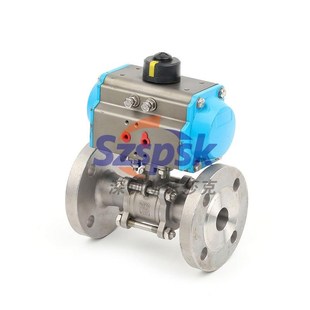 Q64气1F气动三片式法兰阀加电磁阀/球动三片式平台球阀/DN15 高20
