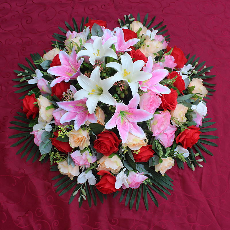 仿真台花高档酒店餐桌电动转盘花装饰花饭店大圆桌台花圆形大摆花