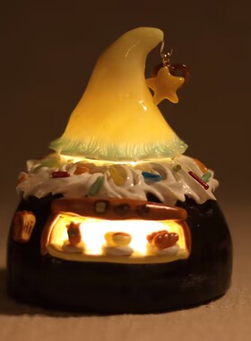 班丝贝 可爱小夜灯圣诞老人帽摆件玄关儿童房屋造景圣诞生日礼物