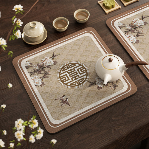 速发新中式杯垫茶台硅藻泥吸水茶桌垫布茶方形小尺隔茶室正杯垫寸