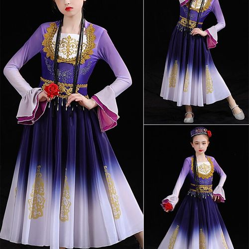 速发2024新款新款服疆舞蹈舞出服儿童维吾尔族演蹈新新疆舞民族古