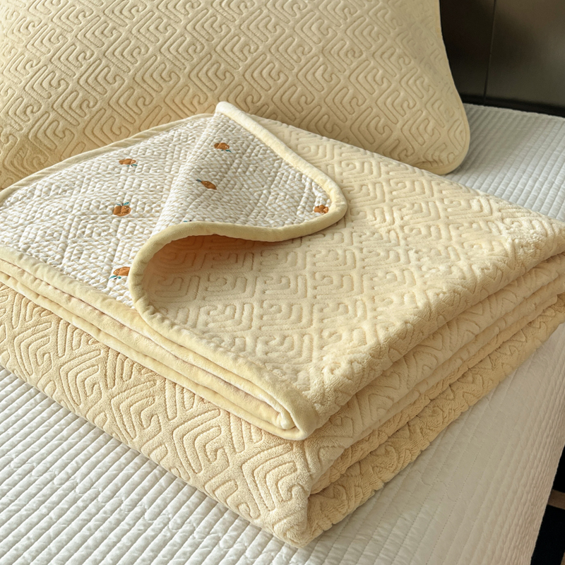 速发A类冬季一面绒一面棉榻榻通床米高端四季盖用牛奶绒炕盖夹棉