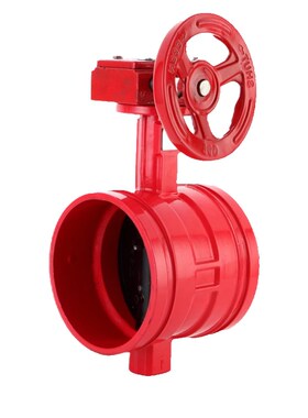 蜗轮沟槽a蝶阀D381X-16Q沟槽蝶阀卡箍信号蝶阀消防阀门DN65 80 10