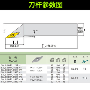 外圆车刀93度螺钉式数控刀杆SVJCR2020K16/2525M16 SVJBR1616K11