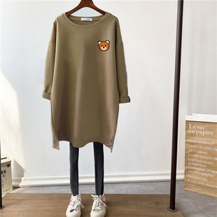 速发磨毛加厚长袖t恤韩版中长衣宽松圆打百搭上款秋冬季加绒领底