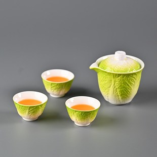 速发缘漫堂德化陶瓷百财旅行茶约一壶三具简具户外功夫茶杯创意白