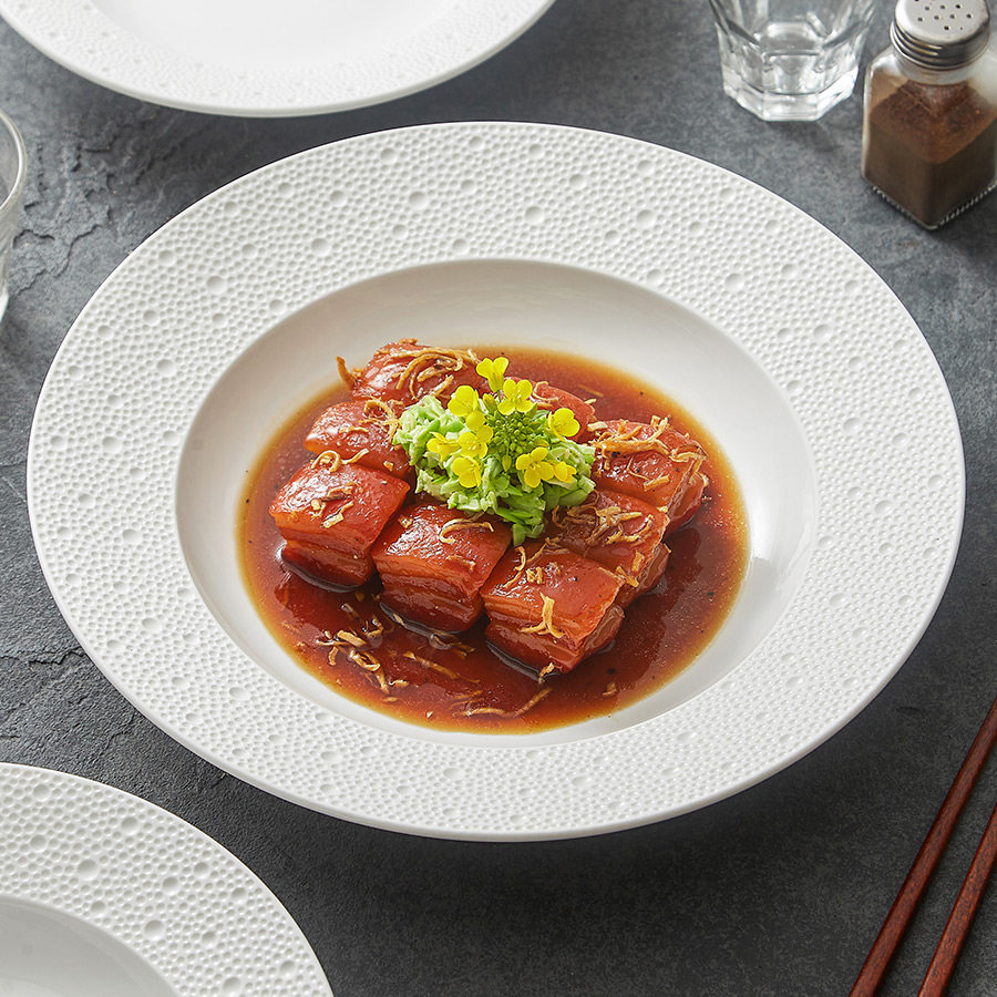 速发优格流星雨珠点白陶瓷餐子汤盘草帽盘高端酒西创意盘具意面店