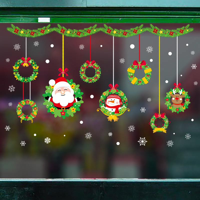 速发店铺橱窗贴纸圣诞装饰玻璃贴纸老人贴诞圣装饰用品店面窗花门