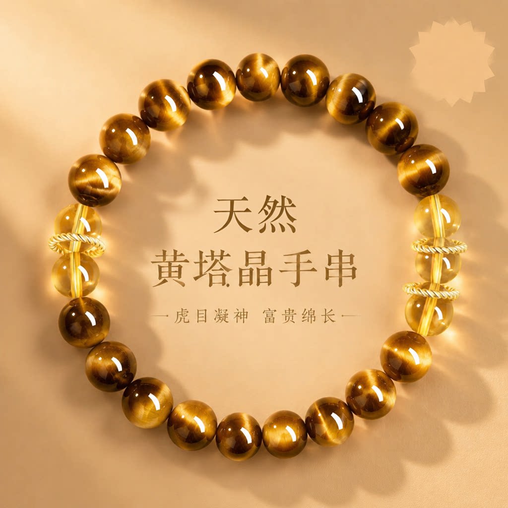 普陀山天然黄虎眼手串男女款