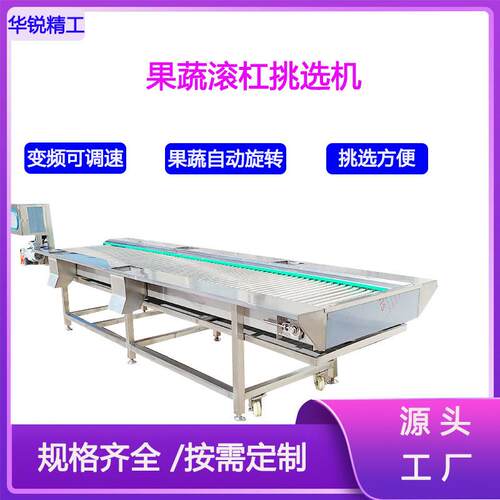 选果蔬挑选设备不锈钢滚水杠式大HYU蒜挑机橙子筛选机果豆土拾选