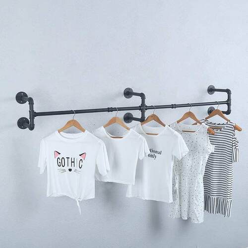 业风水管挂衣架工QBH-FZZS铁艺墙服上装店展示架壁挂服子装架