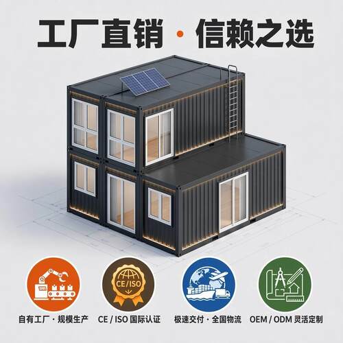 a级防火岩棉集装箱房装 轻钢模化工3*6*2.8m舍地宿 快活动块板房