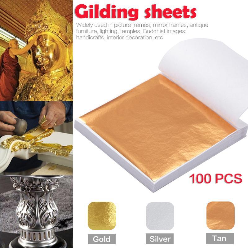 新品100Pcs Art Craft Design Paper Imitation Gold Sliver Copp