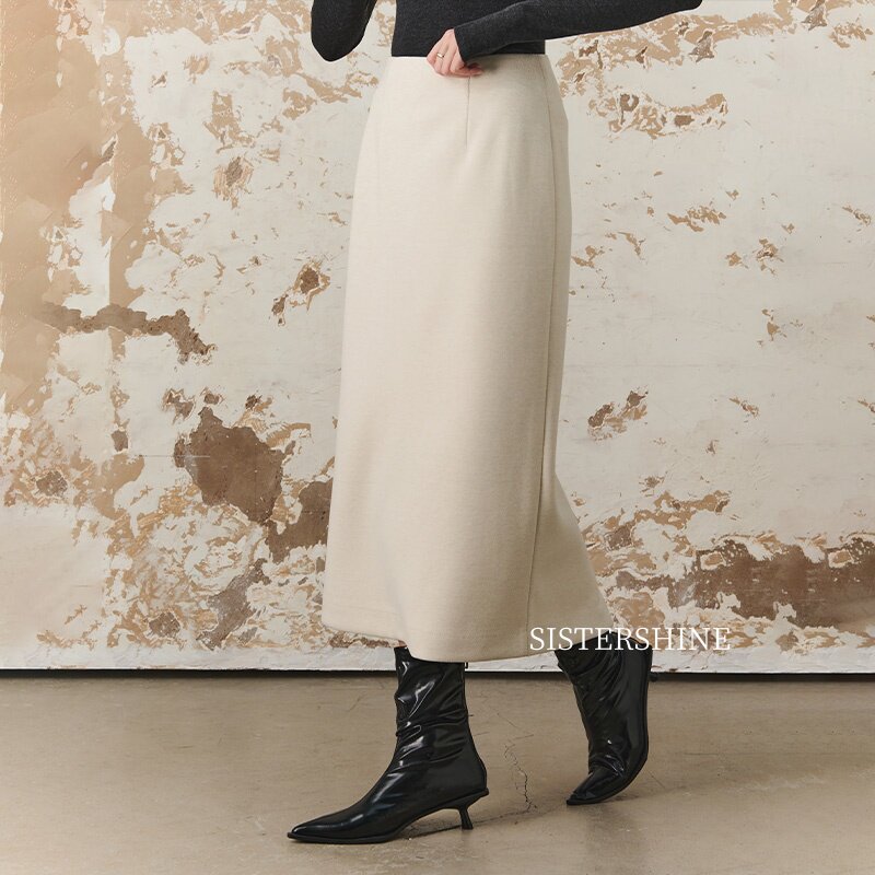 半身裙简约宽松羊绒一步裙