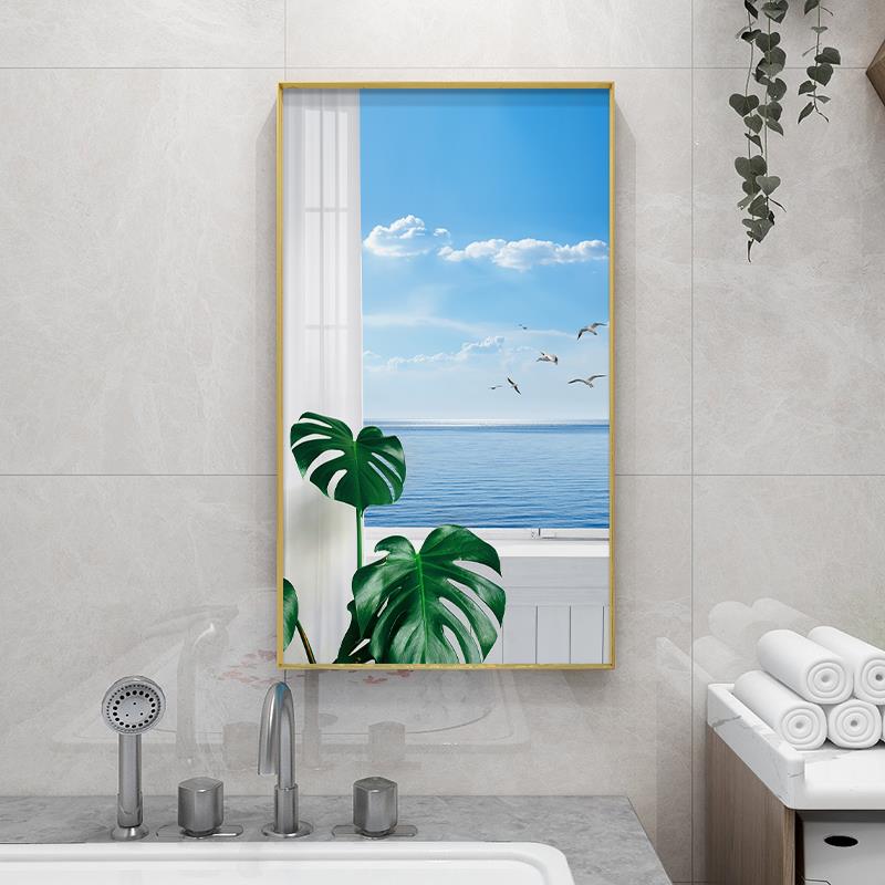 大海洗手间装饰画现代简约防水画北欧风景卫生间浴室挂画厕所壁画图片