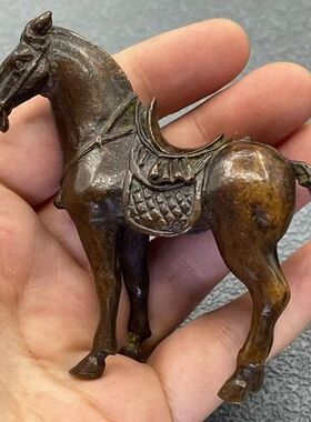 古玩铜器收藏旺财铜马摆件马到成功家居客厅桌面工艺品摆件