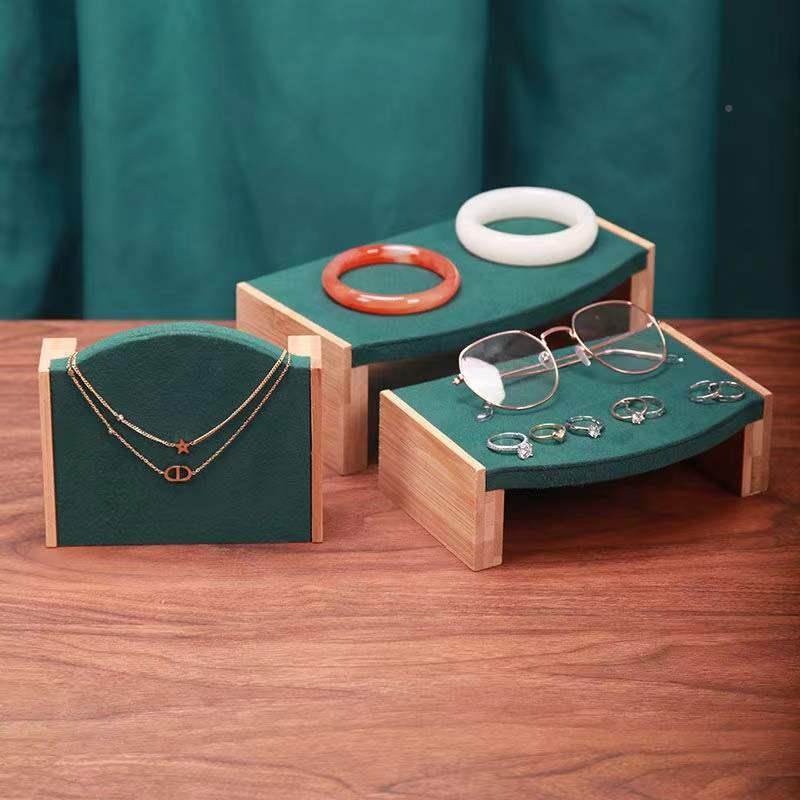 天然竹木小凳子三件套饰品项链戒指首饰展示架珠