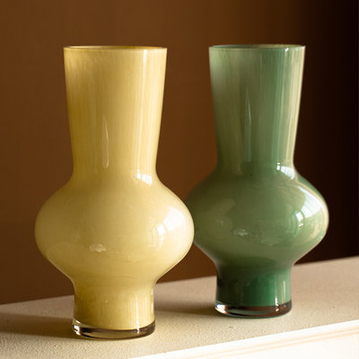 芬顿中古玻璃花瓶高级感桌面轻奢插花艺术装饰品法式摆件水培花器