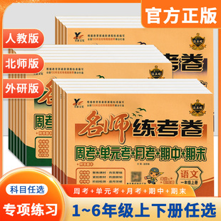 名师练考卷一二三四五六年级上册下册语文数学英语人教版西师版北师版外研版练考卷期中期末试卷专项训练练习册周考月考单元考试卷