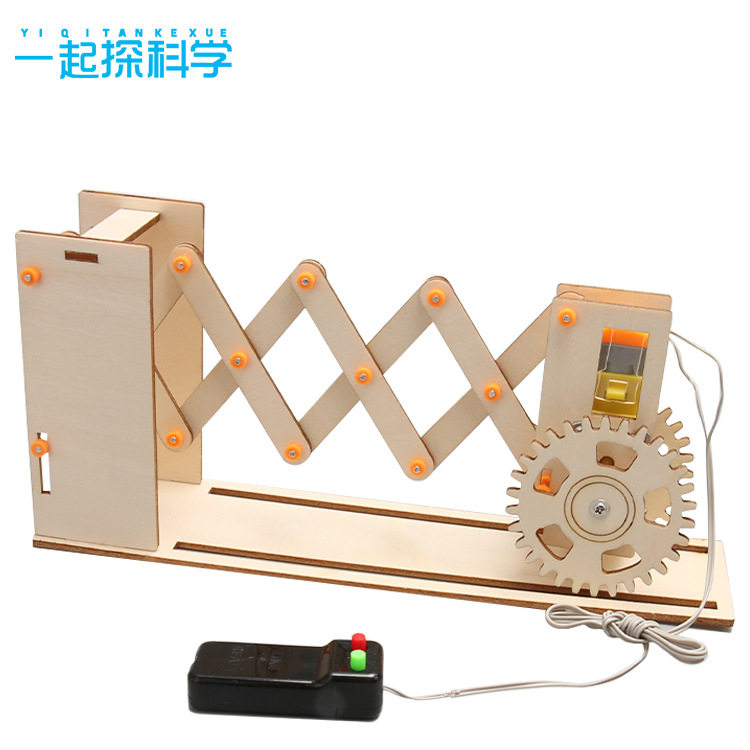 DIY电动道闸科技小制作电动伸缩门中小学生实验套盒STEAM礼物批发