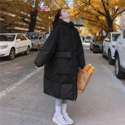 加肥特大码冬季300斤女棉服新款连帽面包服中长款加厚棉衣外套ins