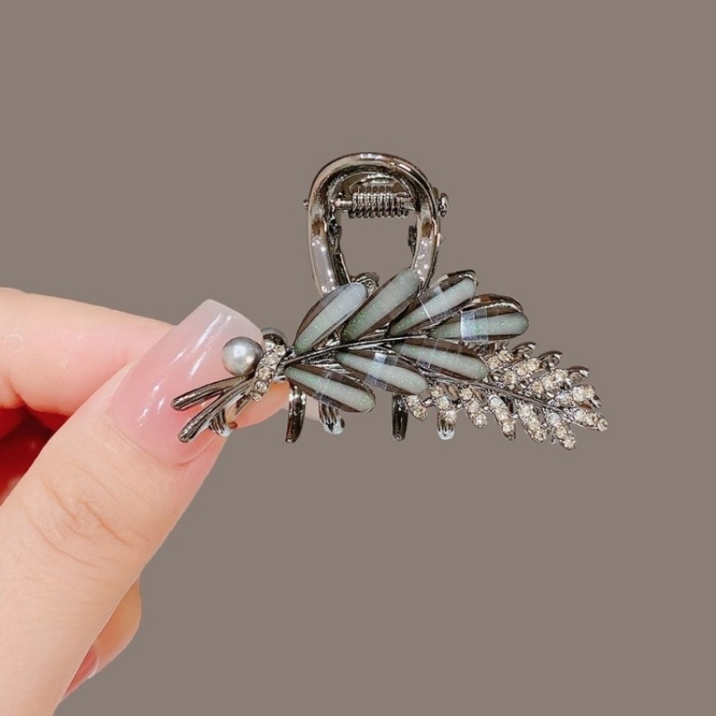 2024新款高端麦穗发夹琉璃水钻抓夹后脑勺中号夹子头饰半扎发卡女